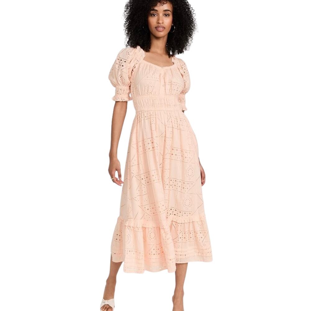 Cleobella Florence Midi Dress Shell Eyelet Puff Sleeve Organic Cotton Small NWT
